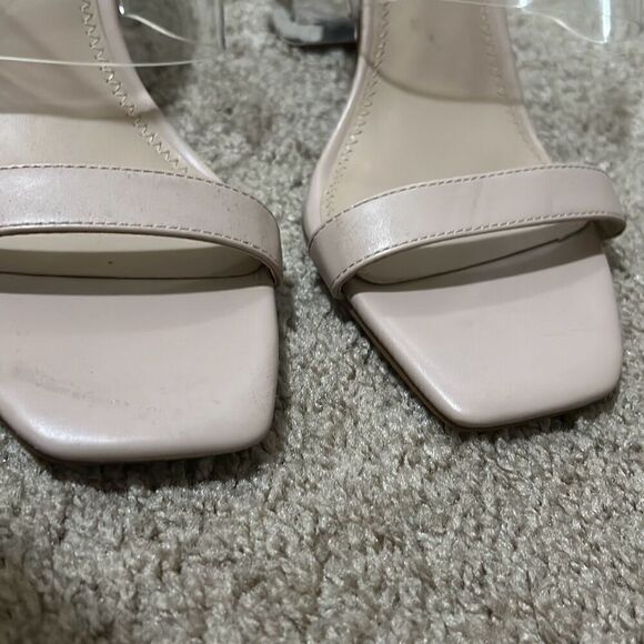 BP Women's Size 10 Clear Block Heel Strappy Sandals Nude Beige Contemporary New - Picture 4 of 9